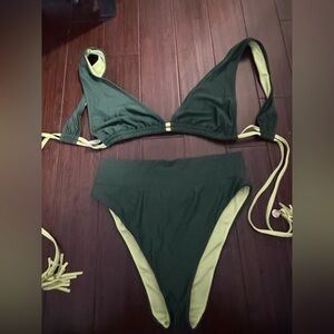Aerie Lime and Forest Bikini Top